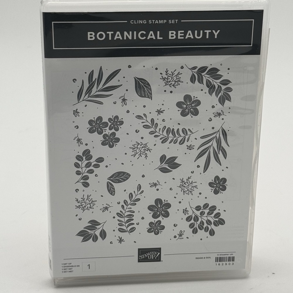 Stampin Up Botanical Beauty Cling Stamp Background Flower Leaves Stem Whimsical